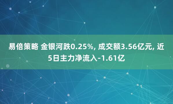 易倍策略 金银河跌0.25%, 成交额3.56亿元, 近5日主力净流入-1.61亿